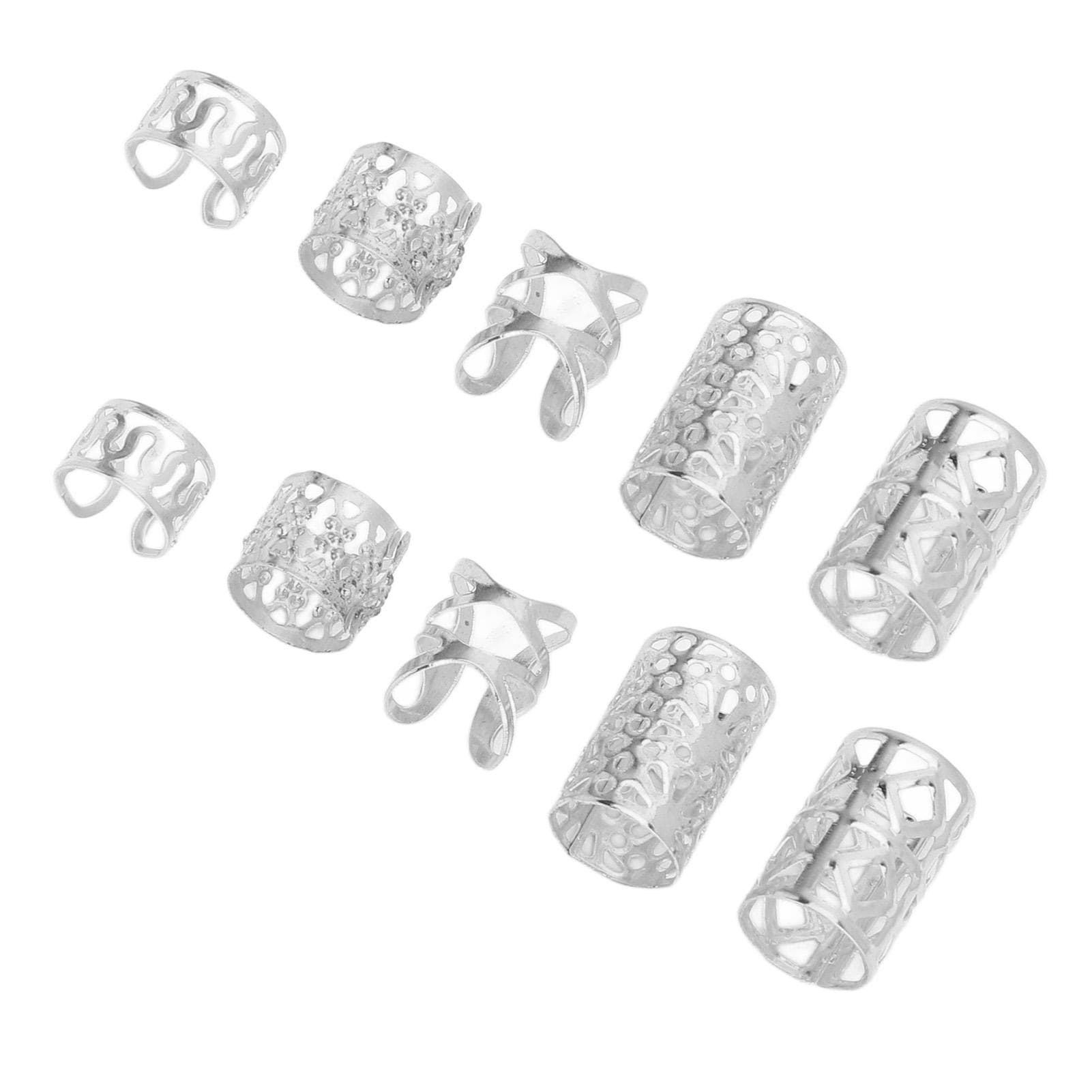 200Pcs Hair Dreadlocks Beads Flexible Alloy Exquisite Fashionable Hair Decorations Rings for silver