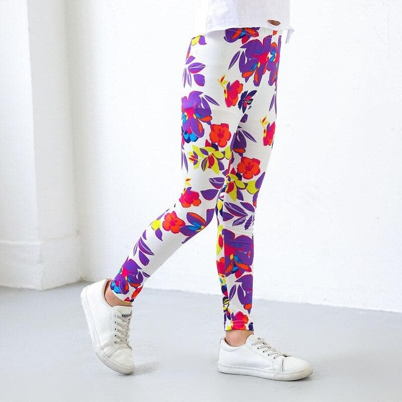 2T -12T Girls' Leggings Spring and Autumn Thin Children's Stretch Printed Pants Korean Children's Pants Summer Clothes 150 blue