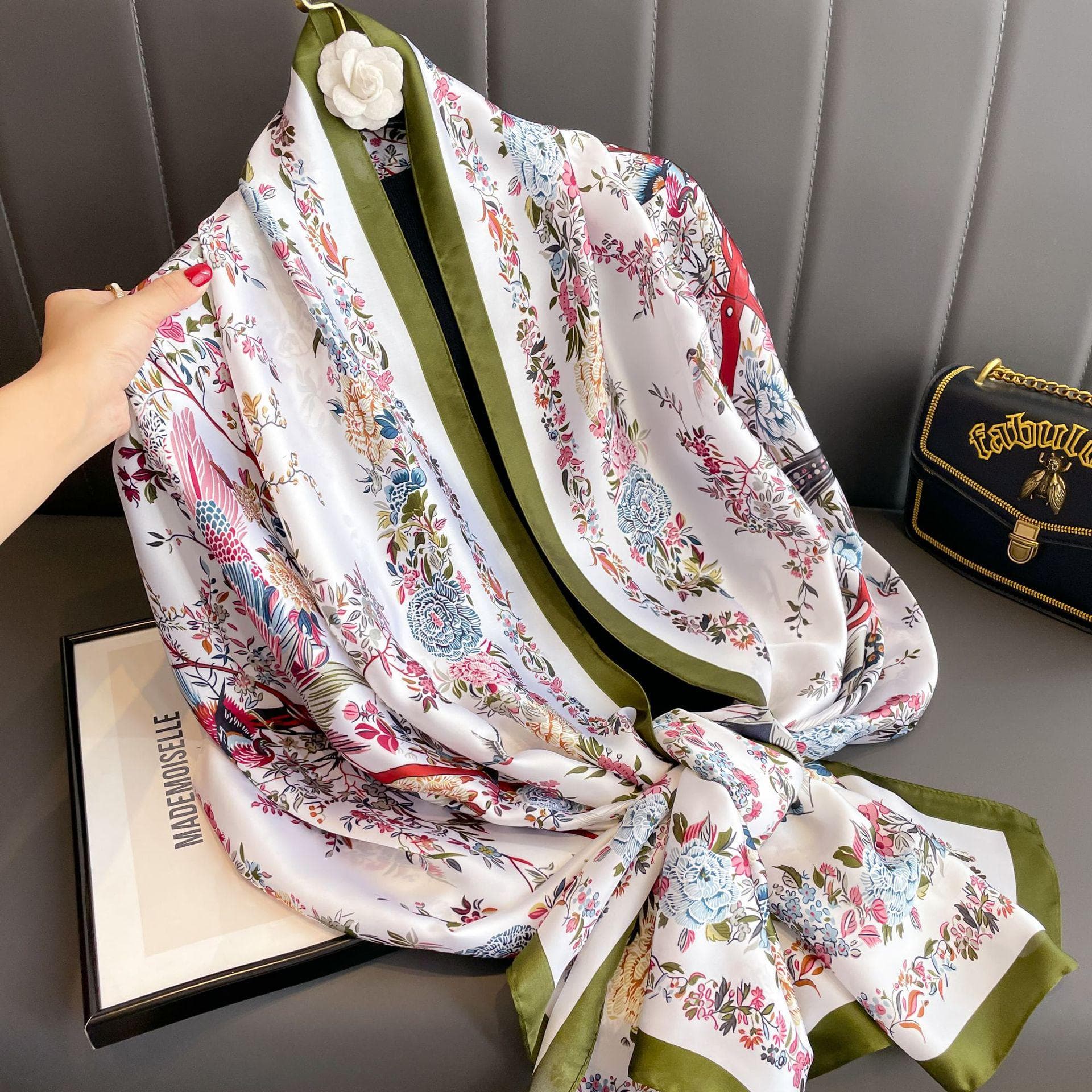 High-End Summer Silk Scarf - Long, Fashionable Sunscreen Shawl for Women 90x180