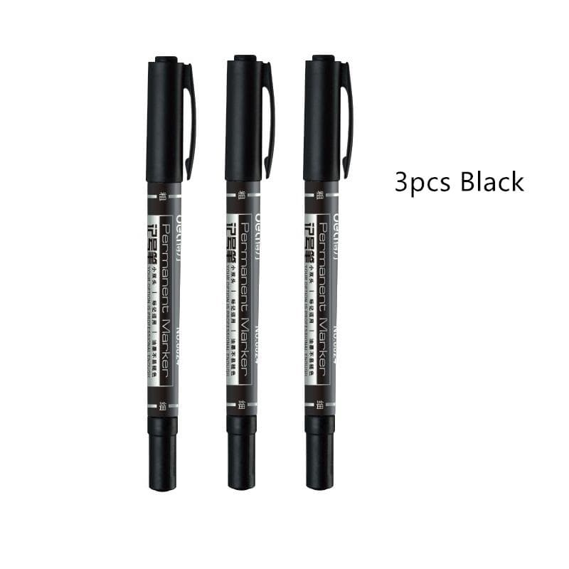 3pcs Permanent Marker Pen Black Red Blue Color Bold Fine Point Pens for CD Fabric Wood Drawing black