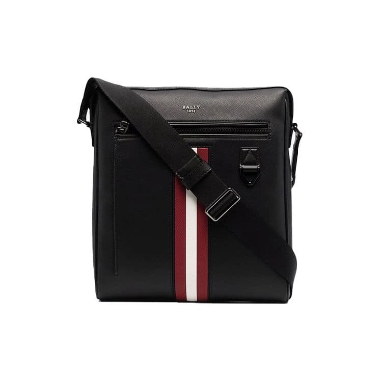 Bally Mecoy Classic Letter Logo Business Commuter Zipper Leather Messenger Bag Men bags Black 6238764 Basic Set (Bag+Dust Bag)