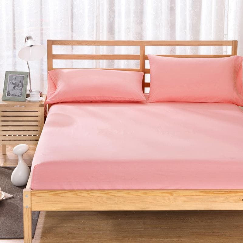 Elastic Fitted Sheet Deep Pockets Brushed Microfiber Mattress Covers Set Twin Full Queen King Size Pillowcase 47*73cm light pink