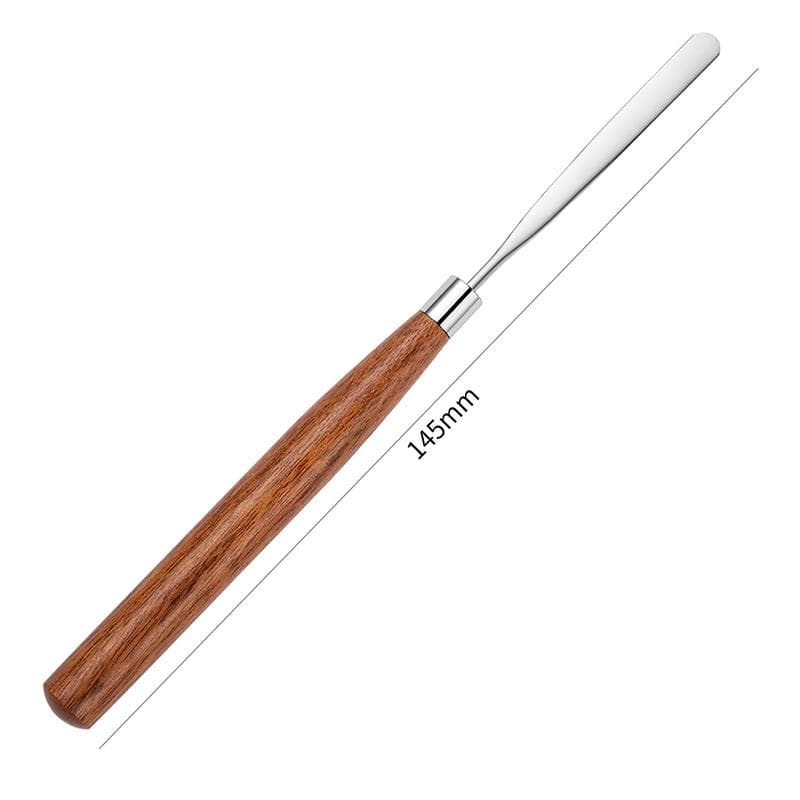 1pcs Stainless Steel Spatula Mixing Stick Nail Art Wooden Handle Spatula Metal Stirring Pigment Makeup Mixer Manicure Tools 1pc
