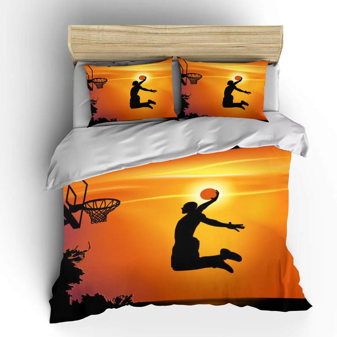 Basketball Star Shooting Animationr Duvet Cover Pillowcase Bedding Set Single Twin Full Size for Kids Adults Bedroom King Cover EU single(135x200cm)