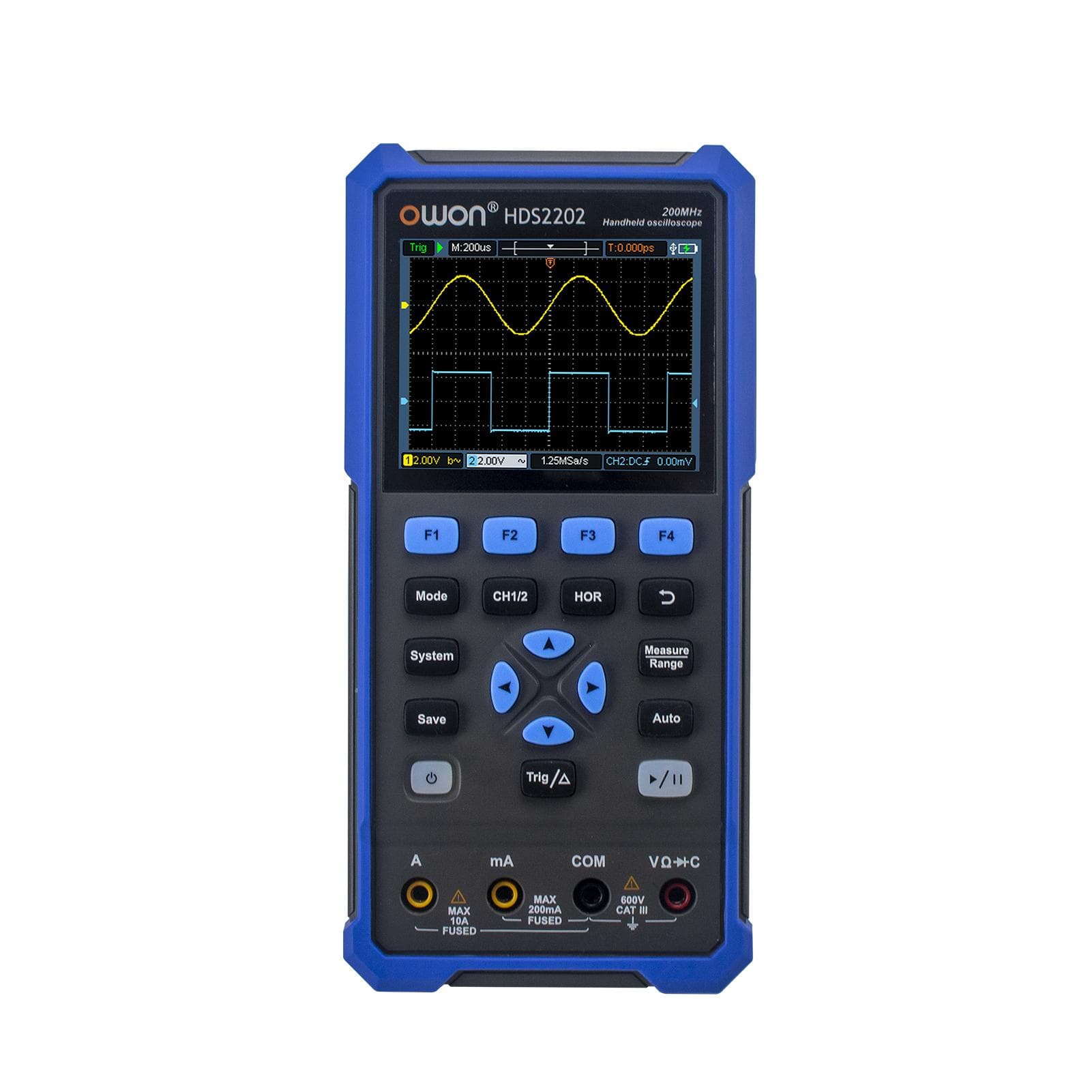 OWON HDS2202 Handheld Digital Oscilloscope Multimeter 200MHz 1GSa/s Dual Channels Oscilloscope True EU Plug