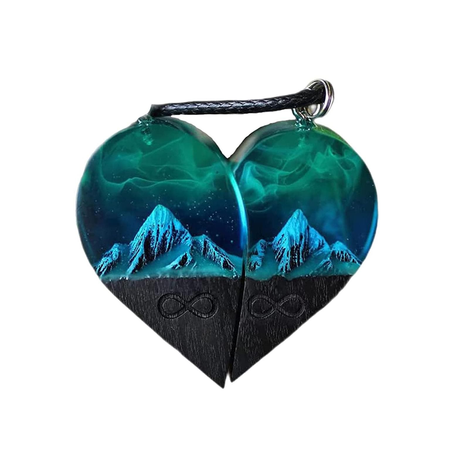 Wood Resin Paired Heart Pendants Cotton Ripe Great Gift Snowflakes Elegant Necklace