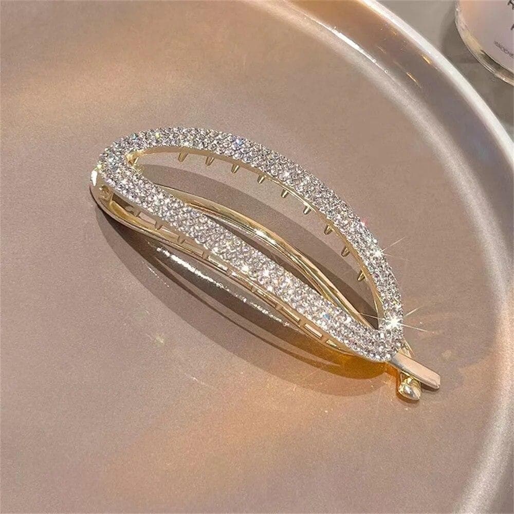 Shiny Rhinestone Hair Clips Geometric Hairpin for Women Girls Temperament Ponytail Barrettes Daily Hair Accessories silver