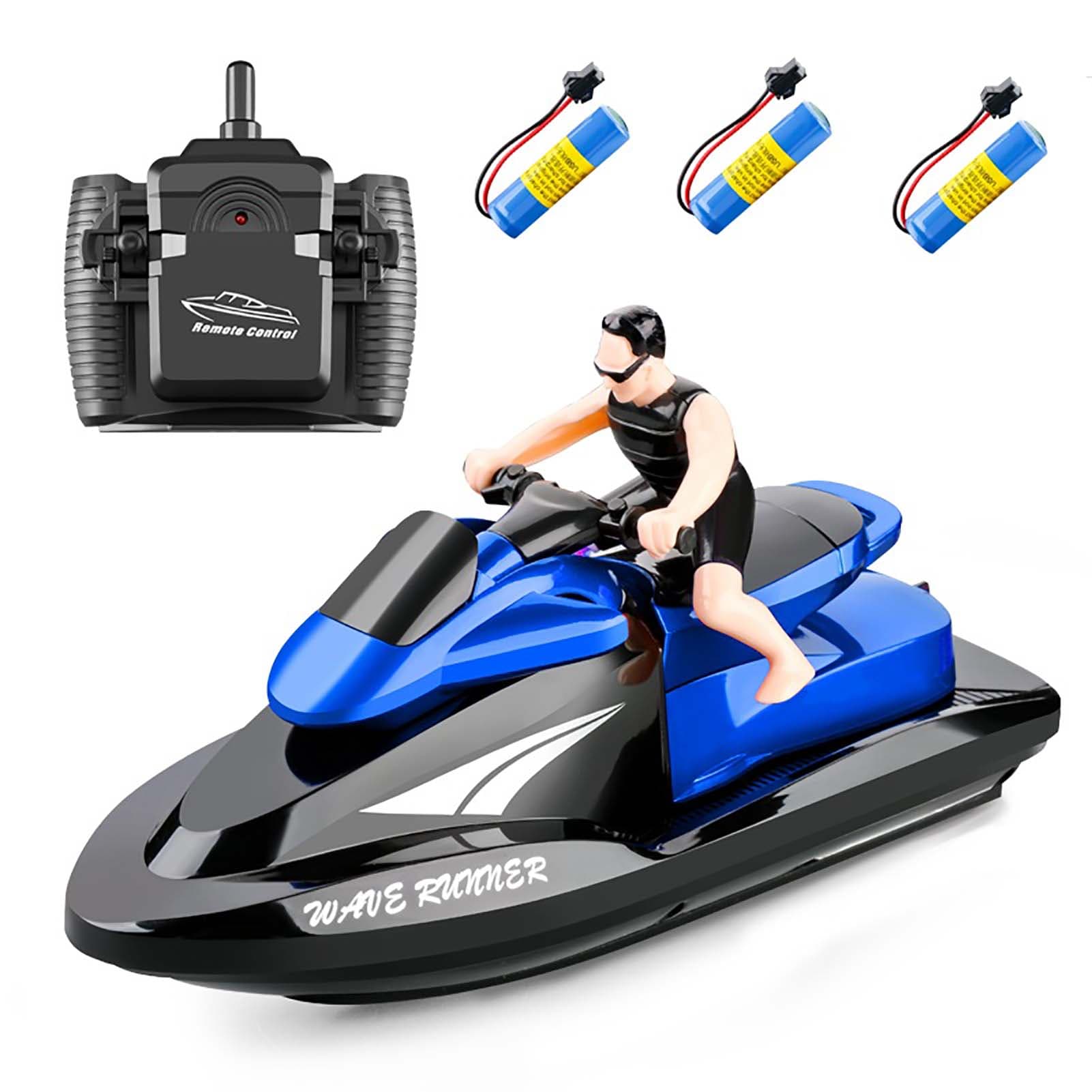 809 RC Motorboat RC Boat High Speed Remote Control Boat for Pools Lakes 2.4Ghz Waterproof Toy for blue 3 batteries blue