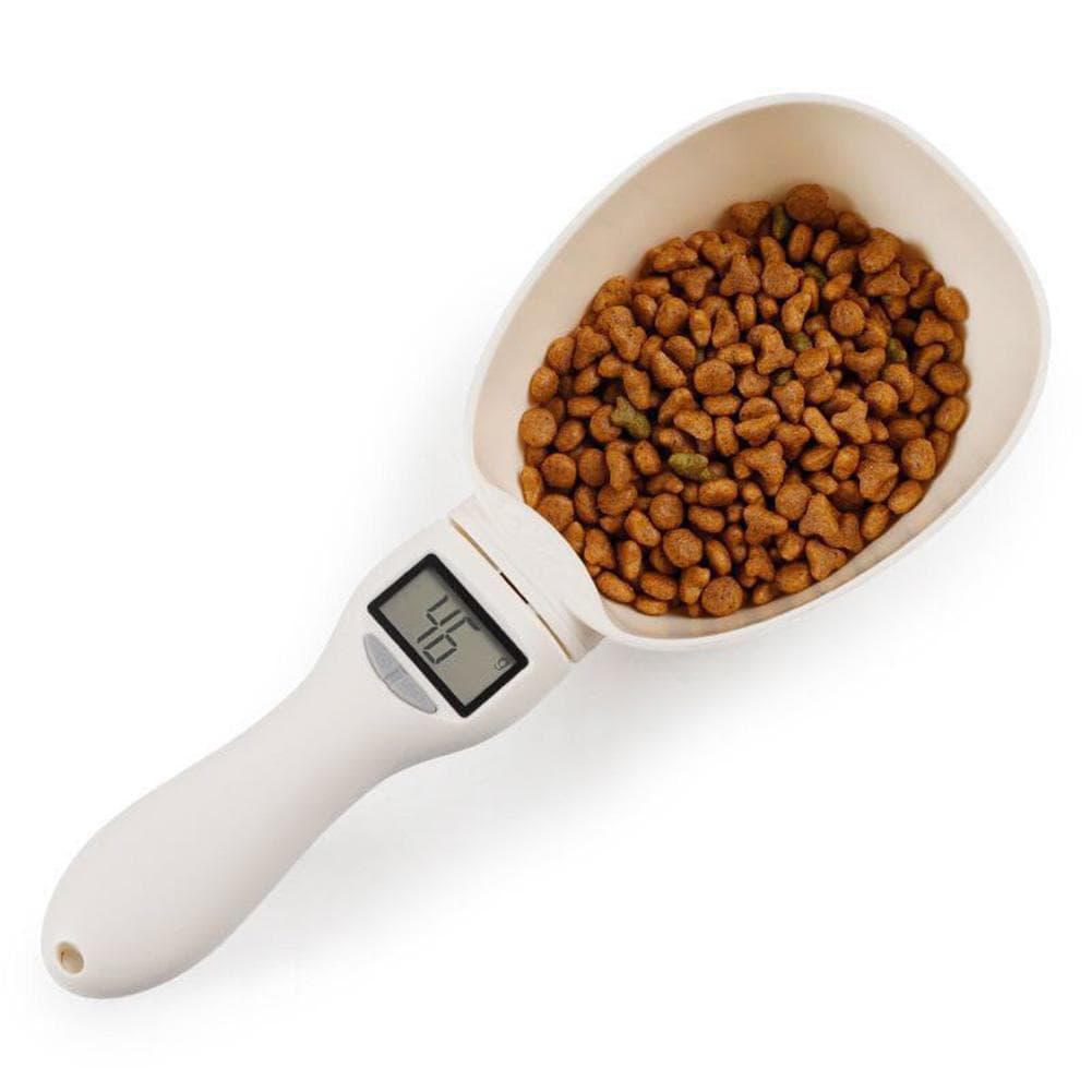 Electronic Measuring Tool Dog and Cat Feeding Bowl Measuring Spoon Pet Food Scale Digital Display Weighing Spoon Weight Volumn ivory