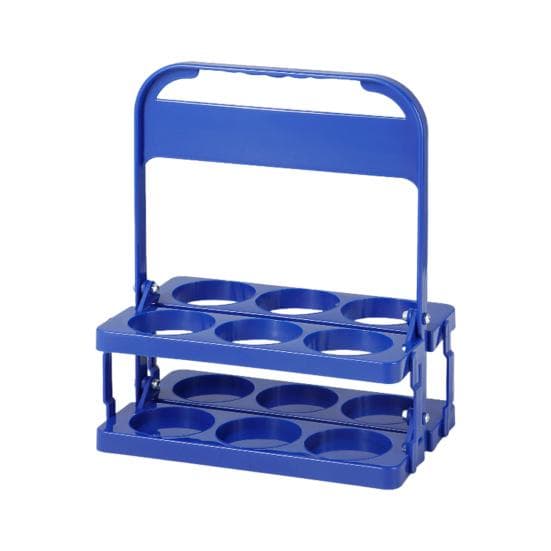6 Bottle Wine Bottle Carrier Plastic Drink Display Stand Folding Beverage Carrier with Handle blue