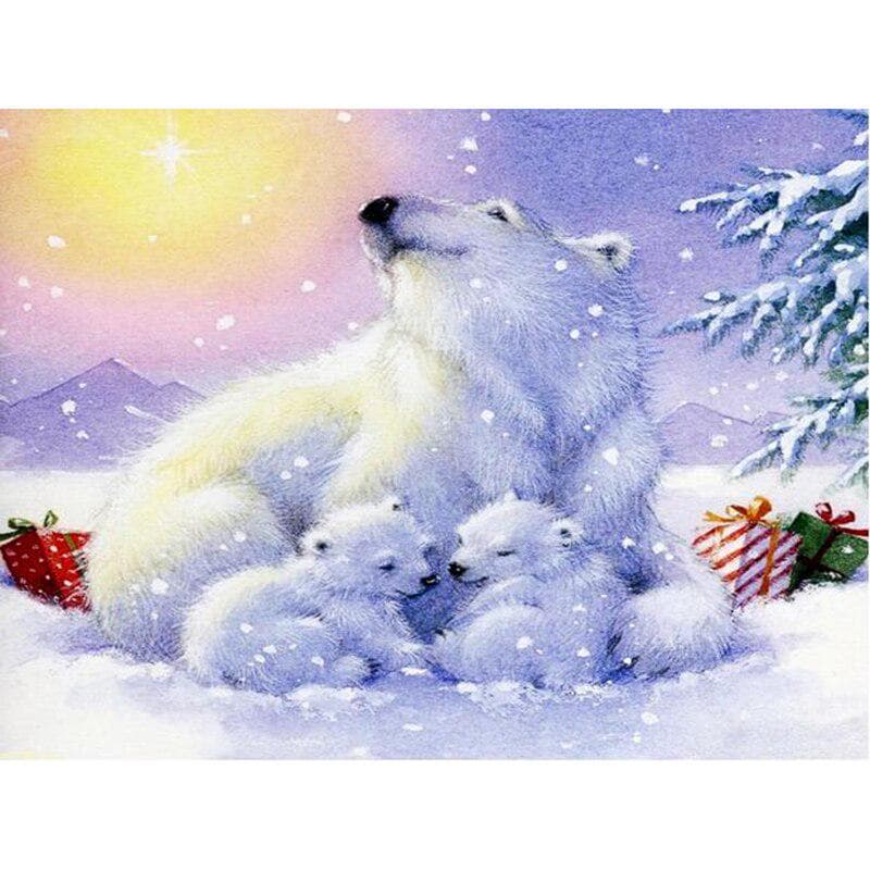 DIY 5D Diamond Painting Polar Bear Full Round Diamond Embroidery Cross Stitch 20X30CM