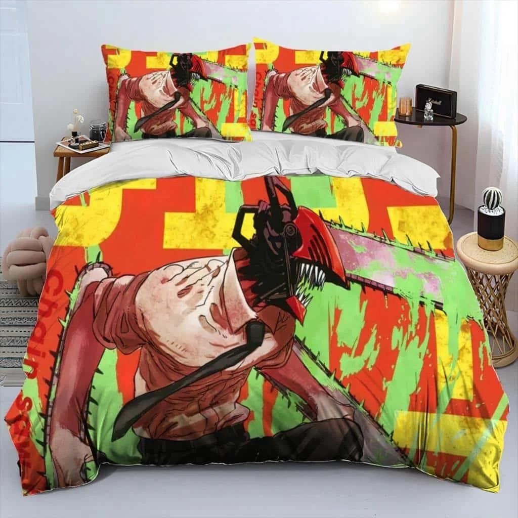 3D Anime Chainsaw Man Denji Cartoon Comforter Bedding Set,Duvet Cover Bed Set Quilt Cover Pillowcase,king Queen Size Bedding Set AU King 240x210cm
