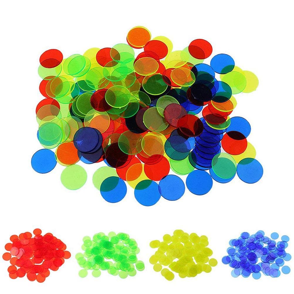 100Pcs 19mm Transparent 4 Color Counters Clear Counting Chips Plastic Markers for Math Poker Game blue