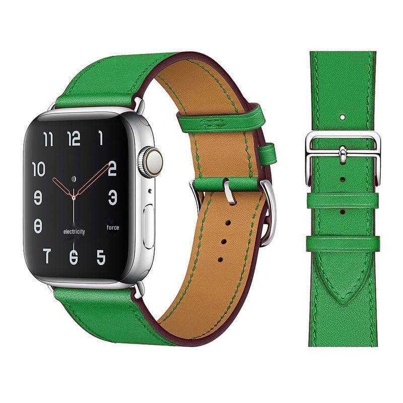 Compatible Hermes Style Leather Strap for Apple Watch 8/7/6/5/4/SE - Contrast Color Cross Pattern 38mm/40mm/41mm