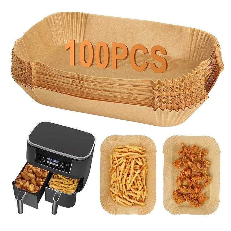 100x Air Fryer Liners Disposable Paper Liners Non Stick Parchment for Ninja Dual 100Pcs