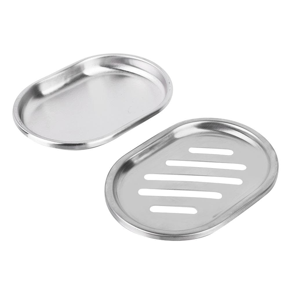 Stainless Steel Soap Case Holder Container Double Layer Soap Dish with Large Draining (Strip)