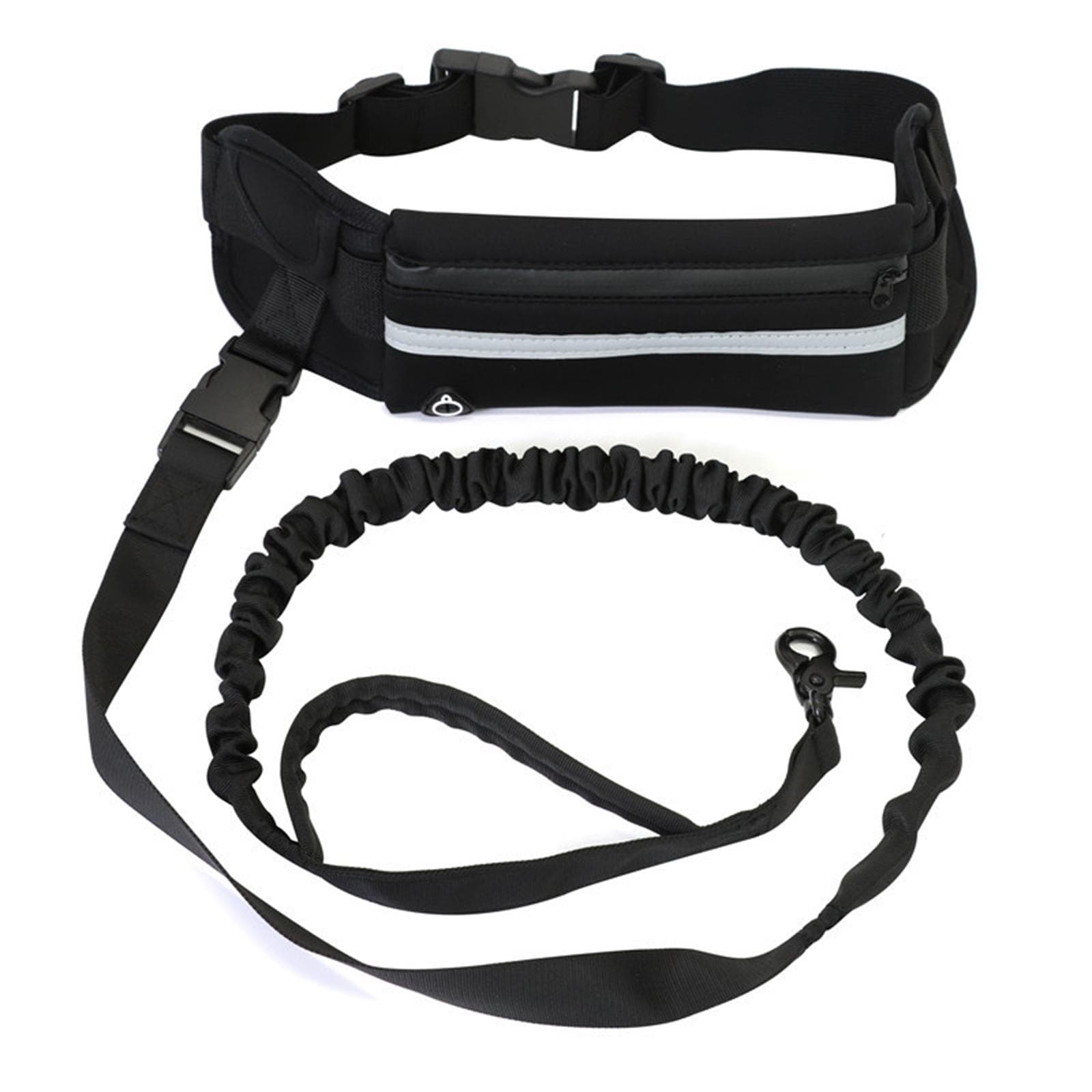 Adjustable Waist Belt Hands Free Dog Leash for Running Training Walking Pet Leash Fanny Pack black