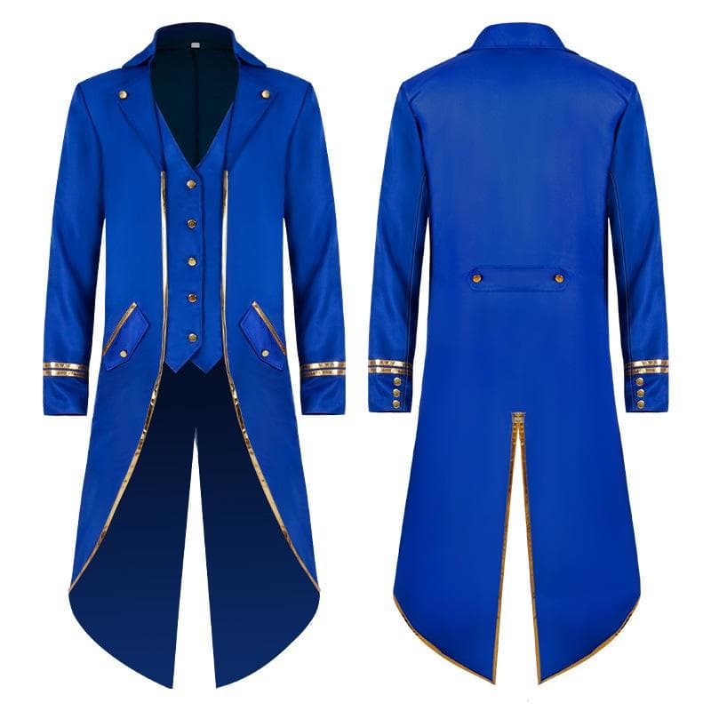 Men's Steampunk Victorian Jacket Gothic Tailcoat Costume Vintage Tuxedo Coats L blue