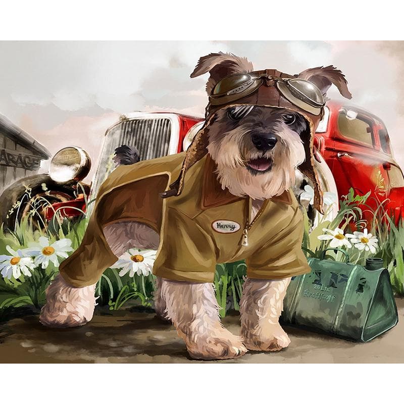 Round Drill 5D DIY Diamond Painting Car Dog Embroidery Cross Stitch 20X30CM