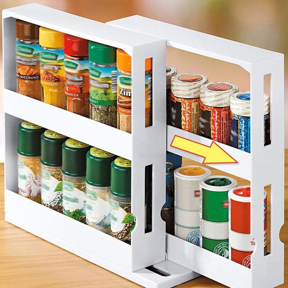 2 Tier Spice Rack Pull Out Kitchen Storage Rack Seasoning Jars Organizer L(for 6.5-9kg)