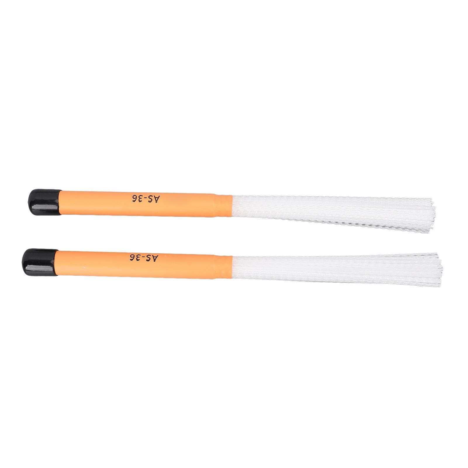 1 Pair Drum Brush Slick Handle Nylon Telescopic Bristle Percussion Instrument Sticks Brush for orange/white