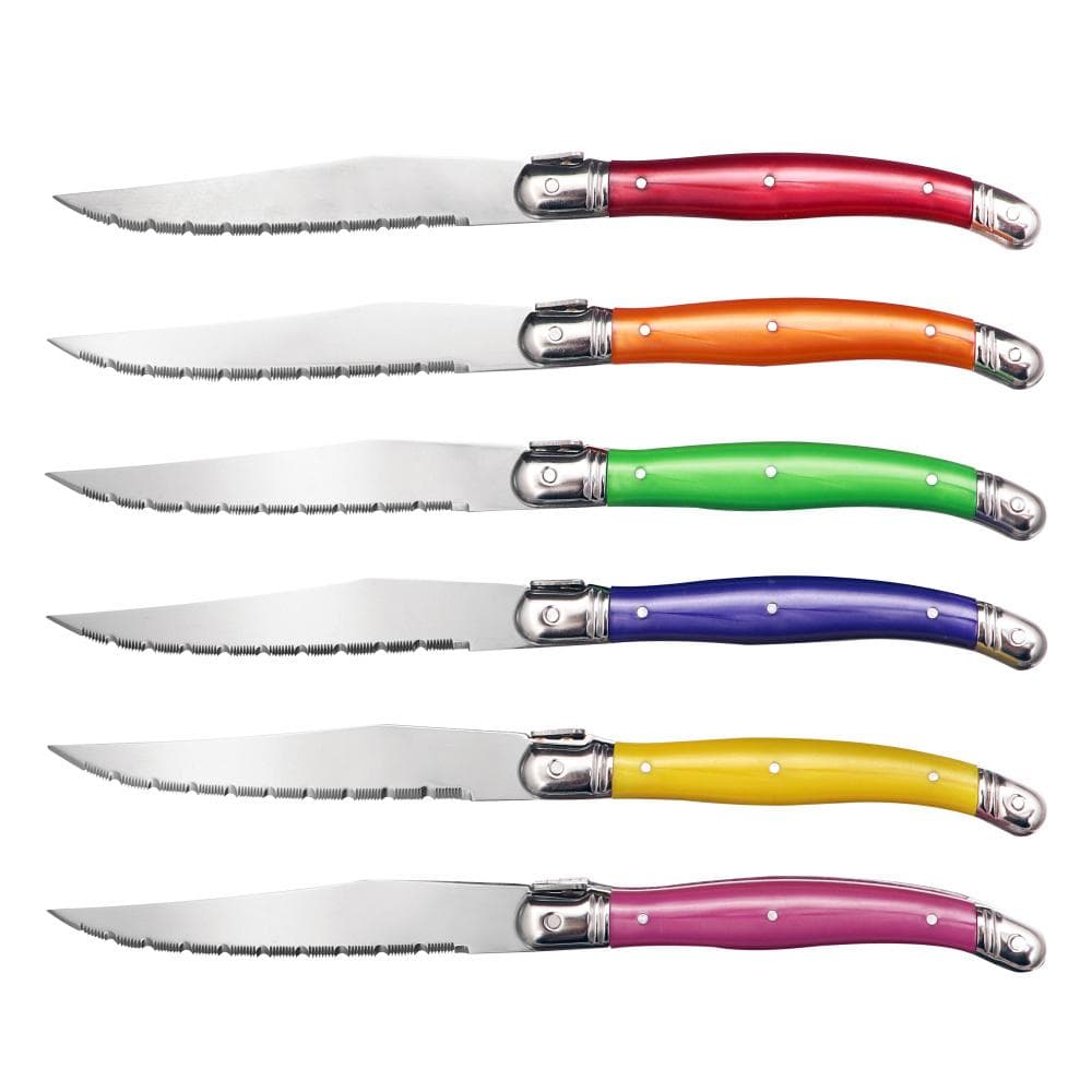 Jaswehome 6pcs stainless steel laguiole steak knife set dinner table knife flatware dessert knife set of knives for dinner CHINA