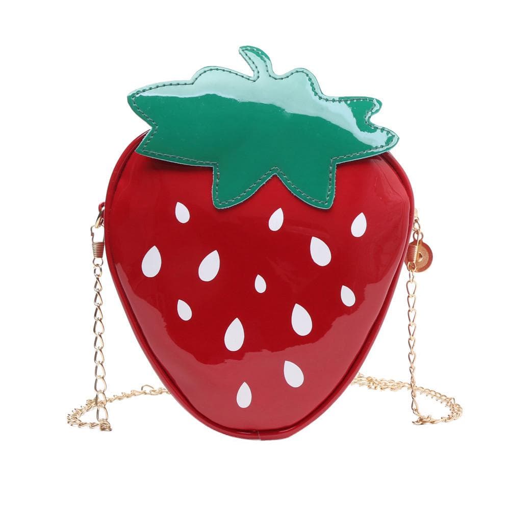 Sagit Women Chain Purse Shoulder Bag Gift Strawberry Design Leather Mini Messenger Bag 16X6X18cm red