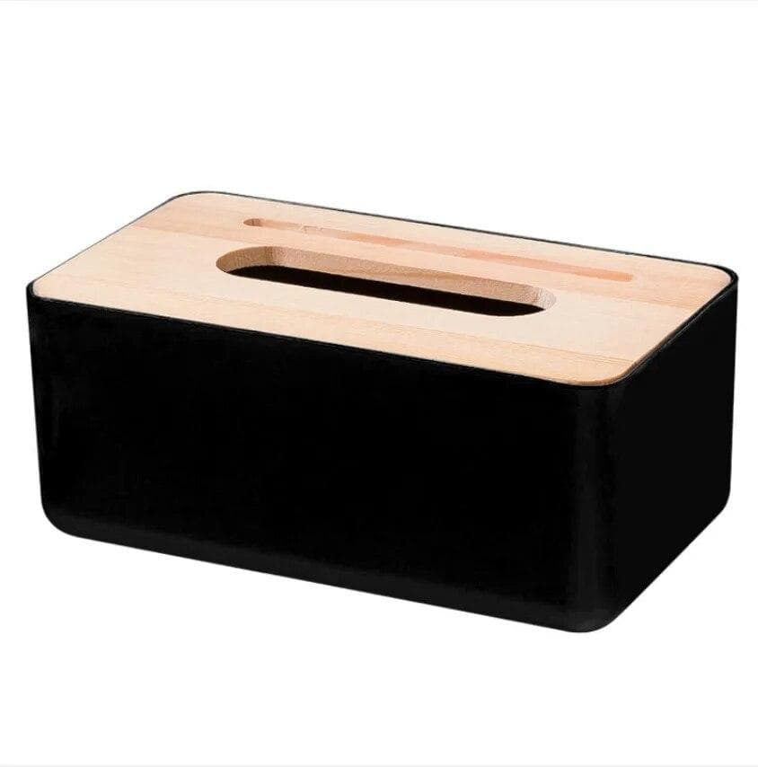 Wooden tissue holder household tissue storage box detachable tissue box elegant and simple black