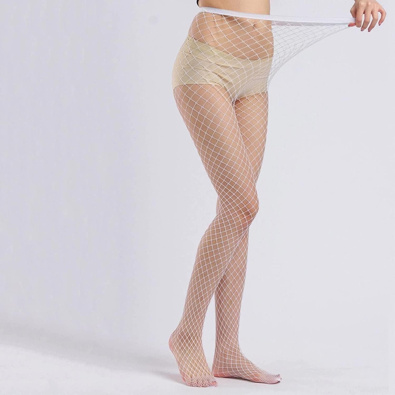 1Pcs Luminous Glowing Fishnet Socks Glow In The Dark Fishnet Stockings Leggings For Women Luminous Stockings Tights white