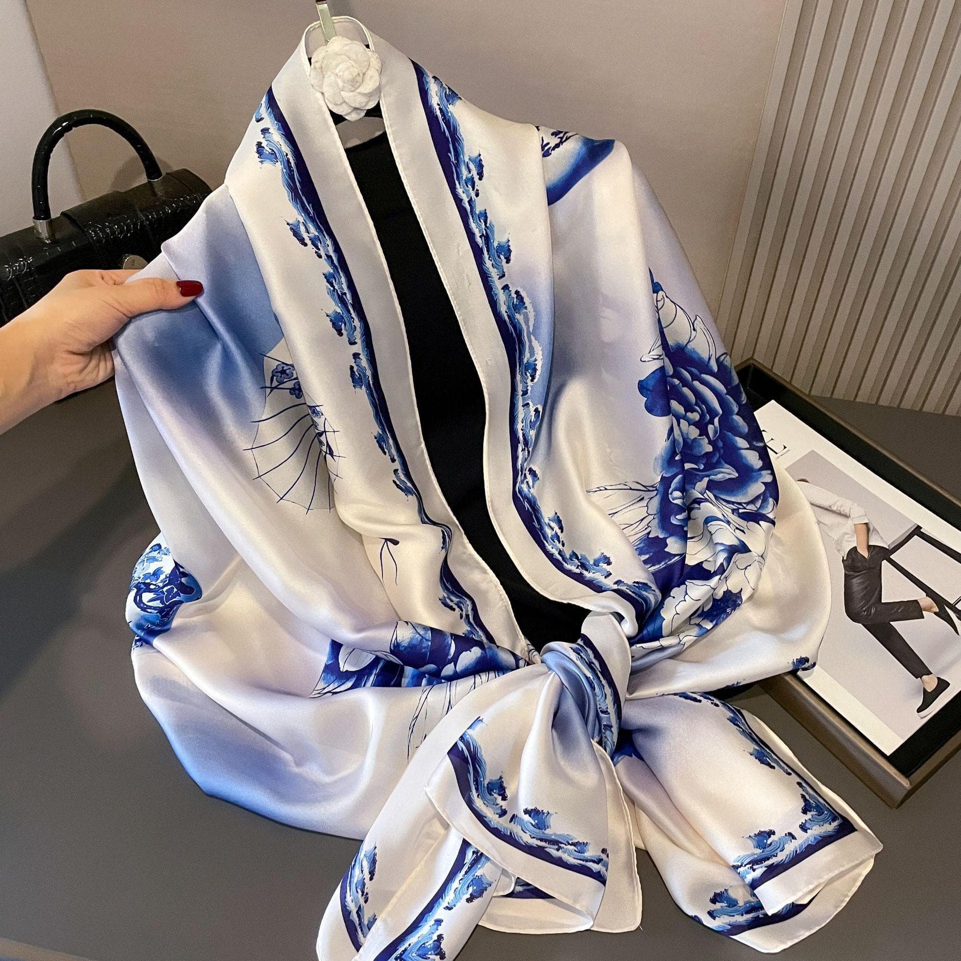 High-End Summer Silk Scarf - Long, Fashionable Sunscreen Shawl for Women 90x180