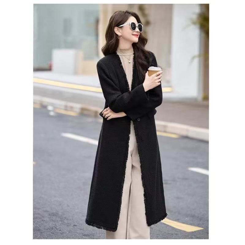 Jacket Women's Autumn and Winter Women's Clothing Simple Woolen Coat XXL