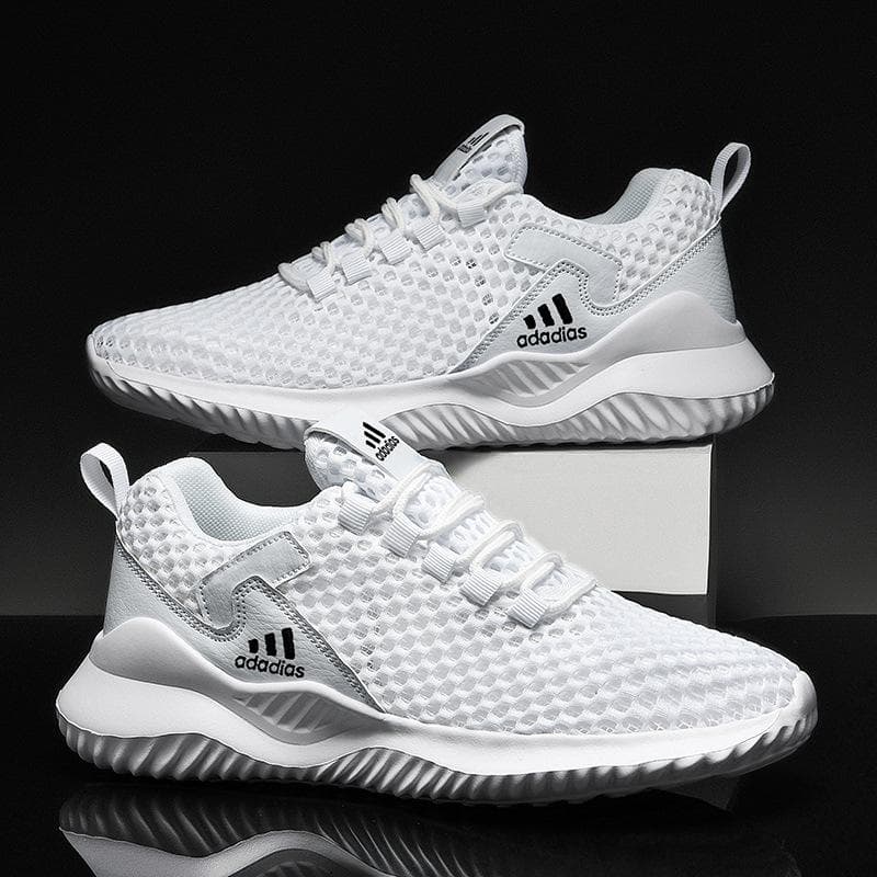 Hollowed Out Men's Shoes Summer Breathable Mesh Surface Sneakers Lightweight Anti-odor Soft Soled Large Size Running Shoes 45 white