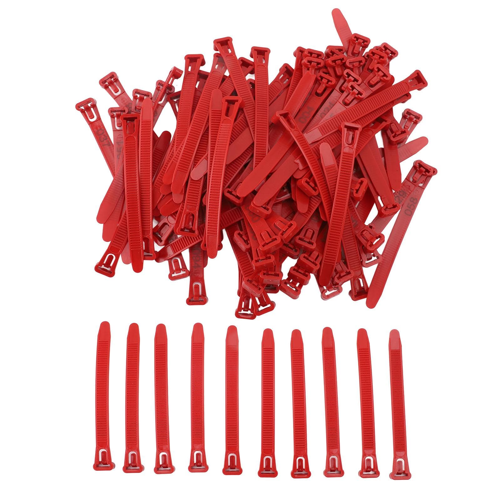 100pcs Chicken Leg Bands Adjustable Fadeless Numbered Poultry Identification Leg Tags for Duck red