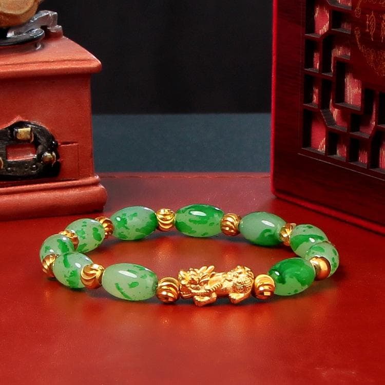 Lucky Women Jade Pixiu Bracelet 3d PiYao Bracelet tan