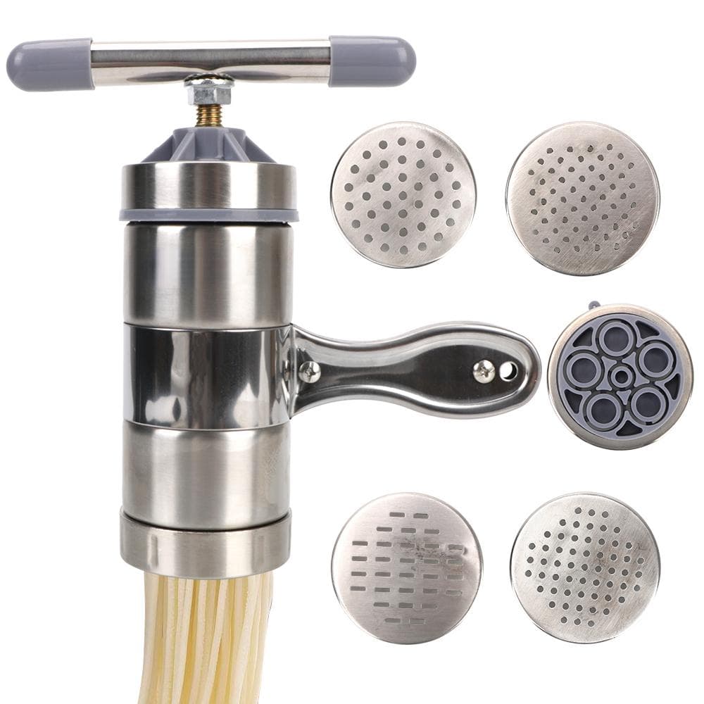 Kitchen Supplies Manual Noodle Maker Making Spaghetti Stainless Steel Press Pasta Machine With 5 Pressing Moulds