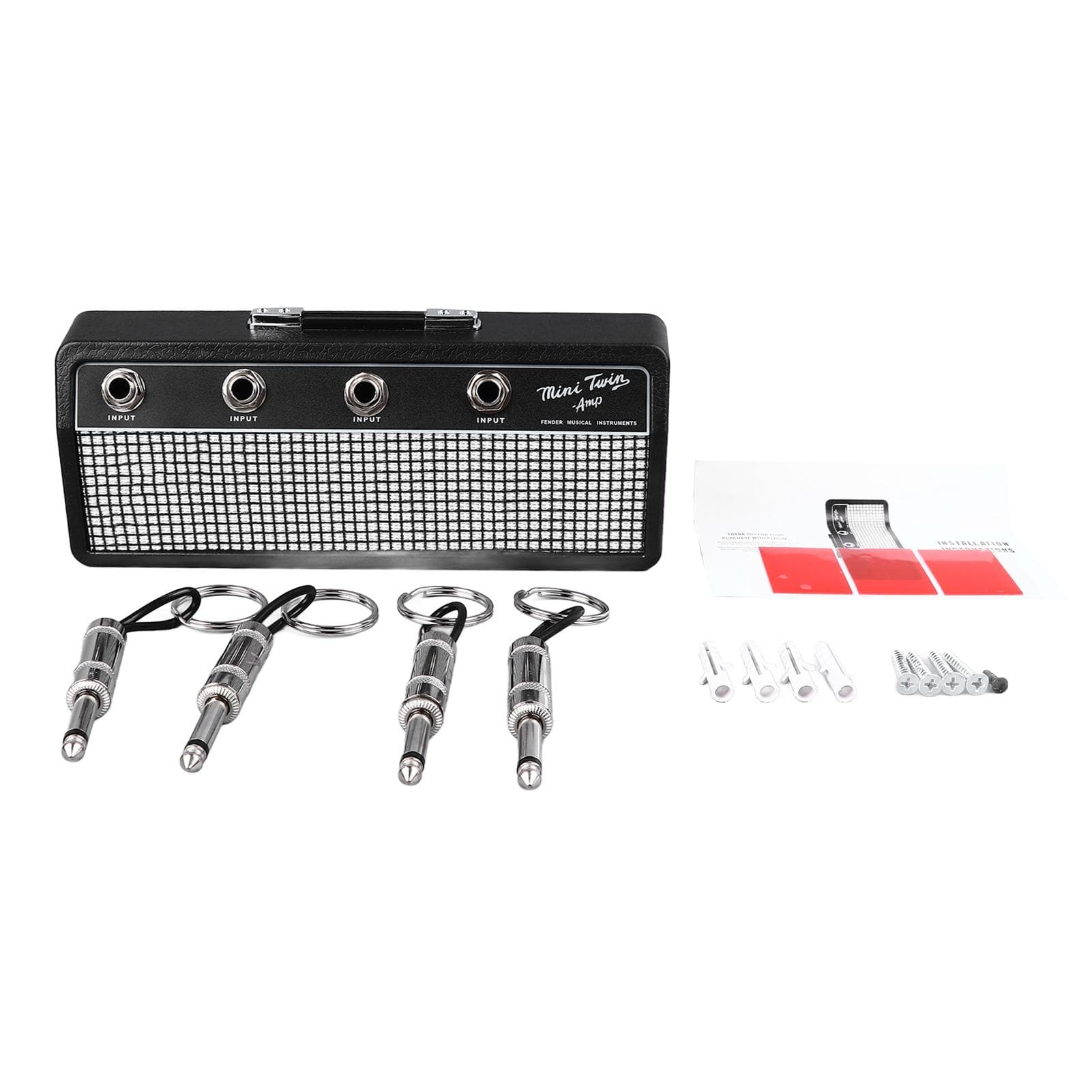 Guitar Key Holder Multifunctional Practical Wall Mounted Guitar Amp Key Hanger with 4 Keychains