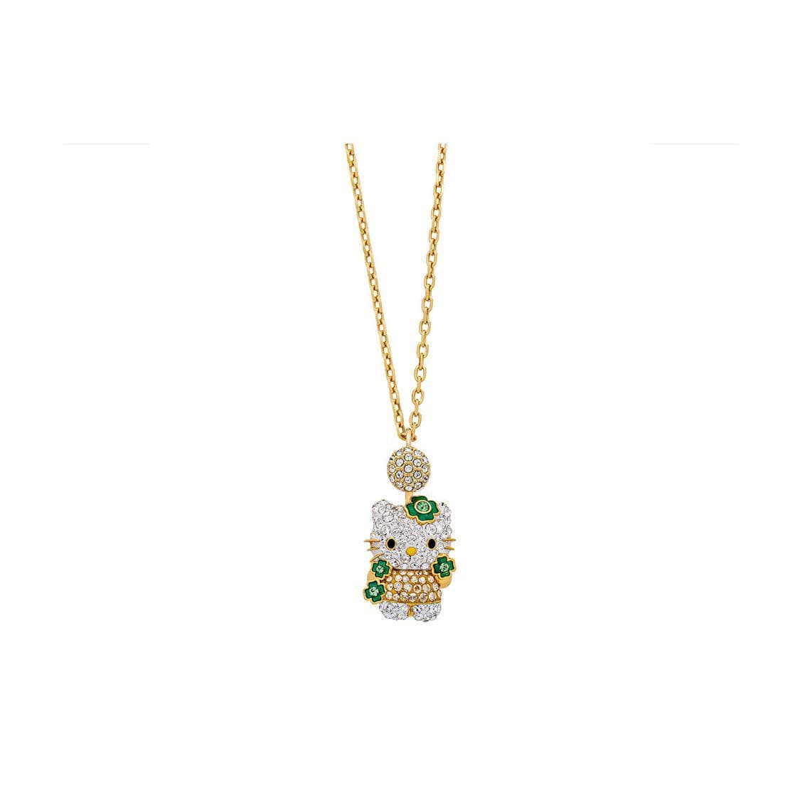 Swarovski Hello Kitty Cute Crystal Three Combination Necklace Women necklace 5290518 Yellow,L