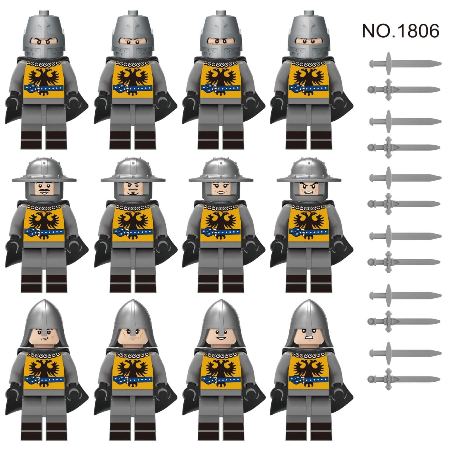 12pcs Medieval Soldier Building Toy Doll Puzzle Building Toy Gift for Children