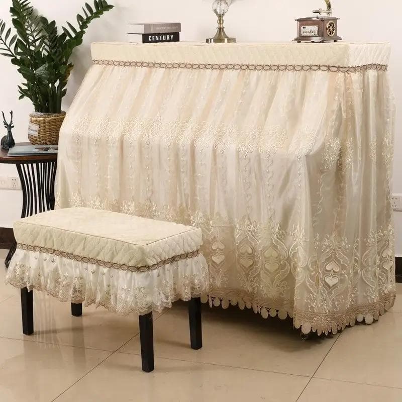 Heart Shaped Embroidered Piano Cover High End Lace European Piano Protective Case Modern Minimalist Piano Stool Dust Cover Bench cover56x36cm