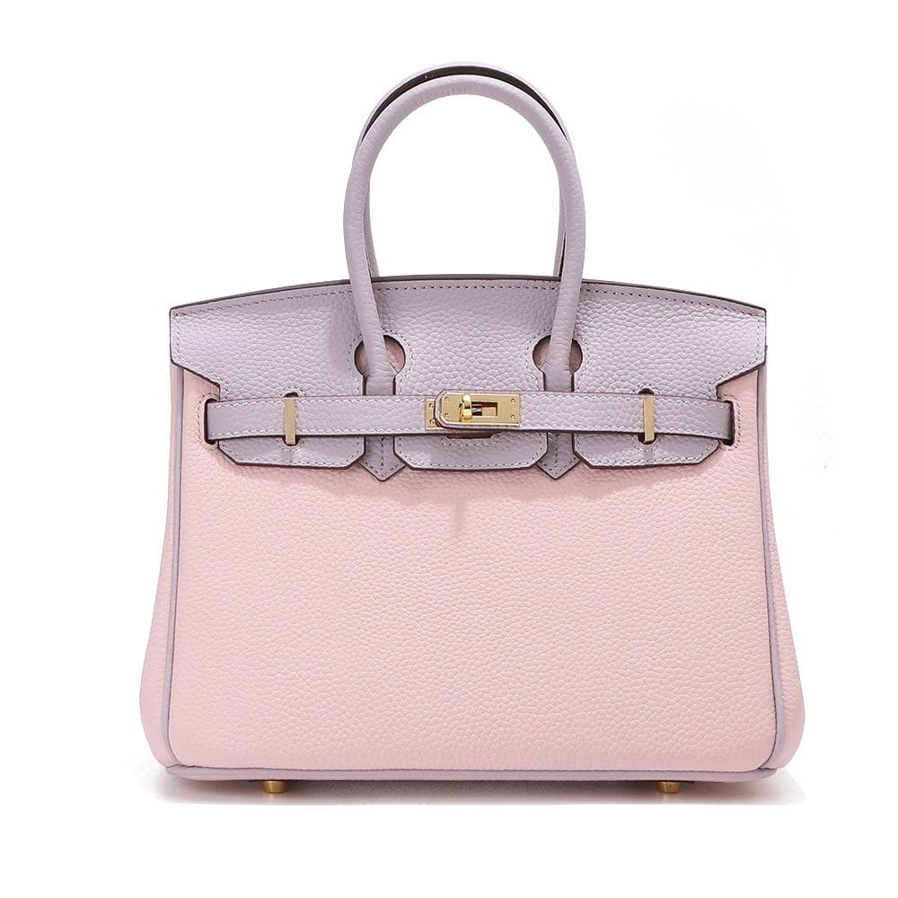Head Layer Cowhide Platinum Bag Genuine Leather Women's Bag Large Capacity Handbag Women's High-end Sense Commuting Shoulder Cross Shoulder Bag 20CM pink/purple