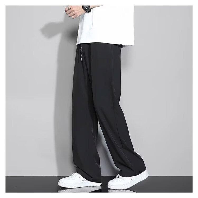 Draped Casual Pants for Boys Straight-leg Pants Summer Trendy Versatile Loose Design Wide-leg Pants 3XL black