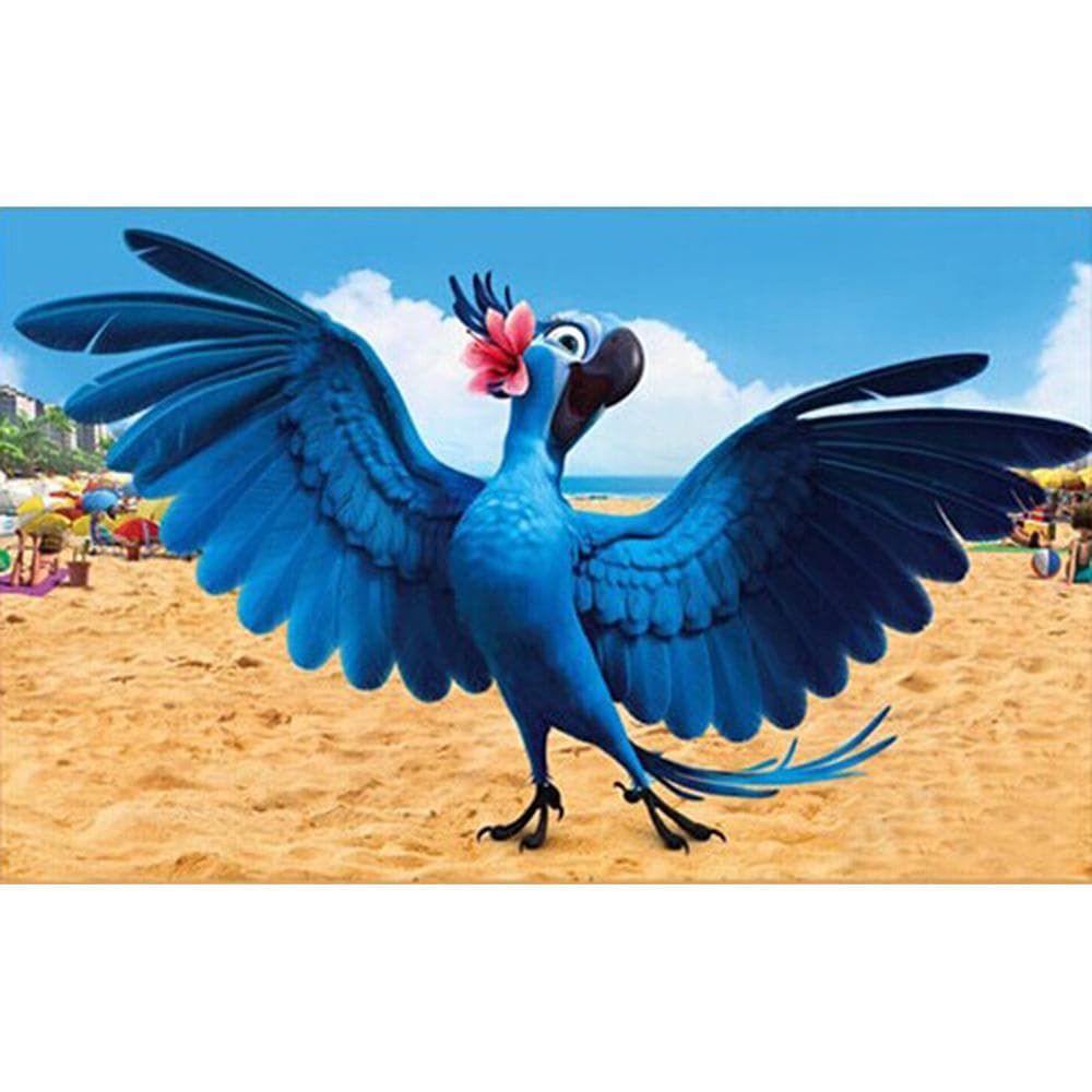 Mosaic 3D Diy Diamond Embroidery Cartoon Dancing Parrot On The Beach Diamond Painting Cross Stitch Floral Rhinestone Decoration 20X30CM