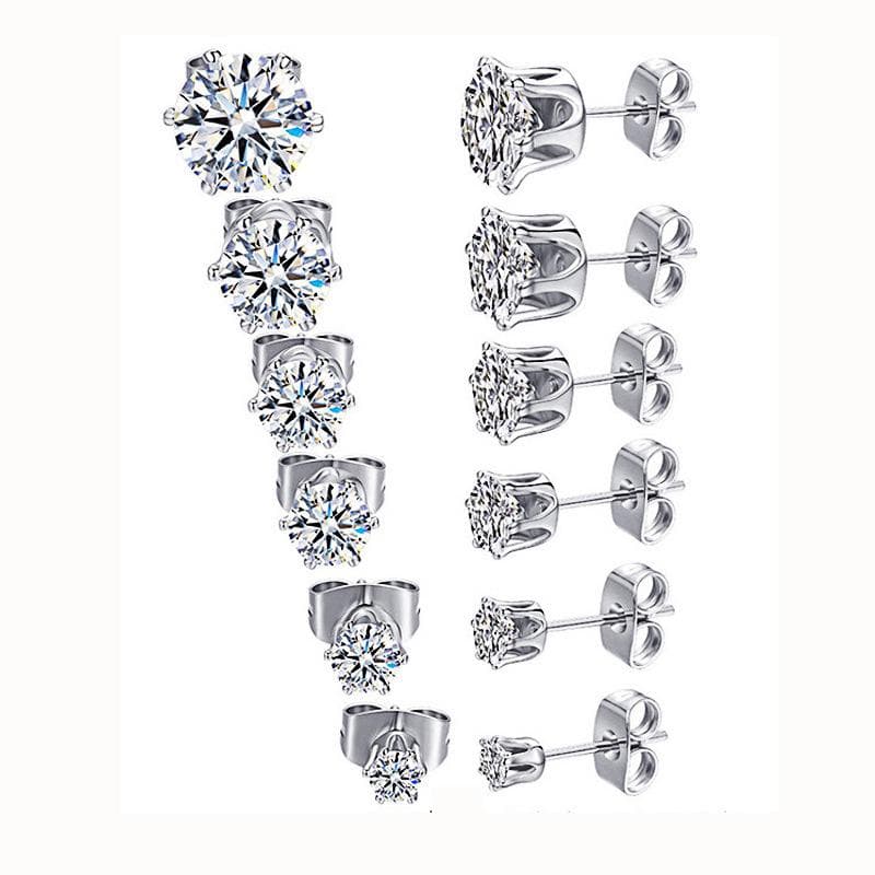Trendy Zircon Stud Earrings: Minimalist Stainless Steel with Plating, Various Sizes 4mm