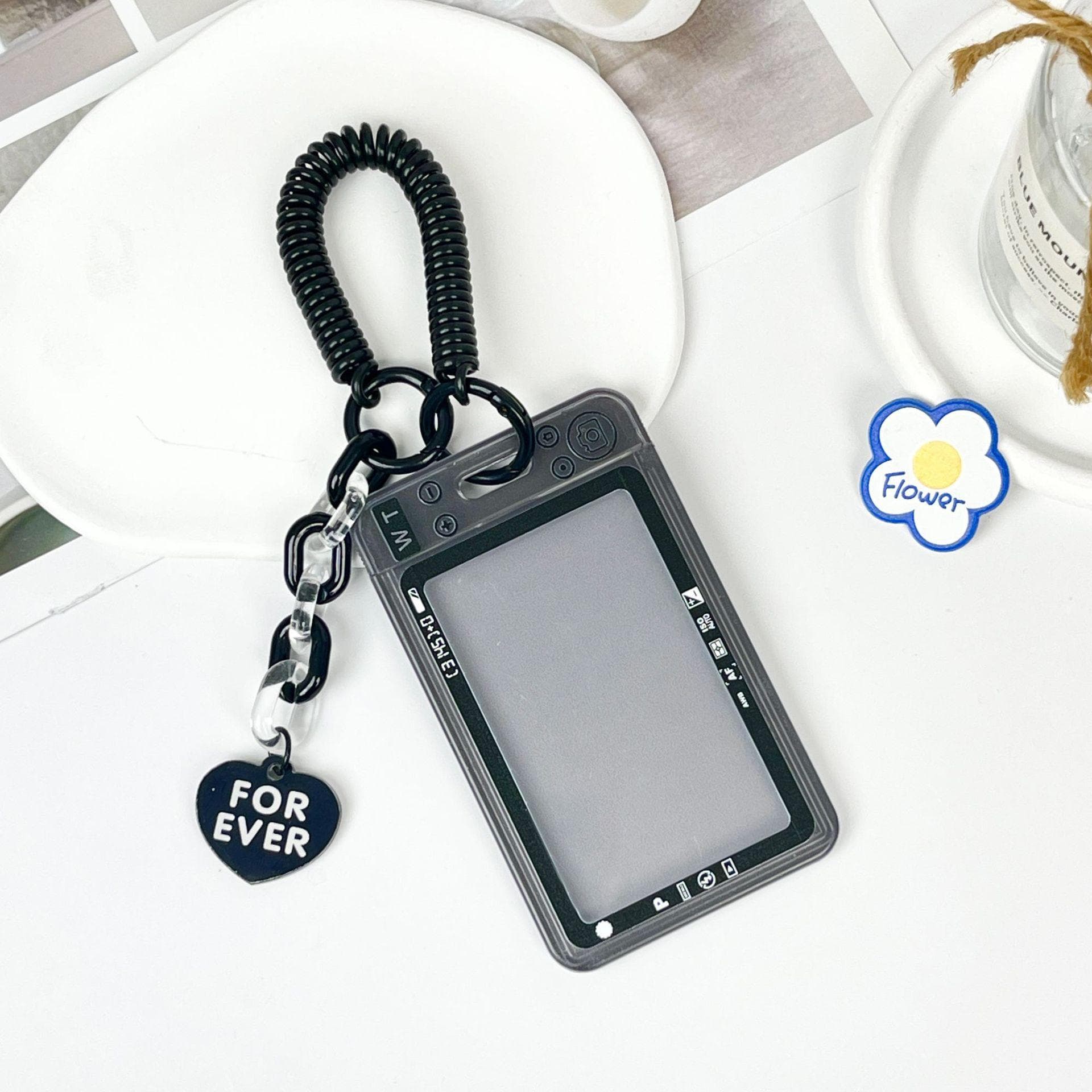 Transparent Acrylic Photocard Holder Keychain Idol Photo Sleeve Credit ID Bank Card Holder Case Protective Case black