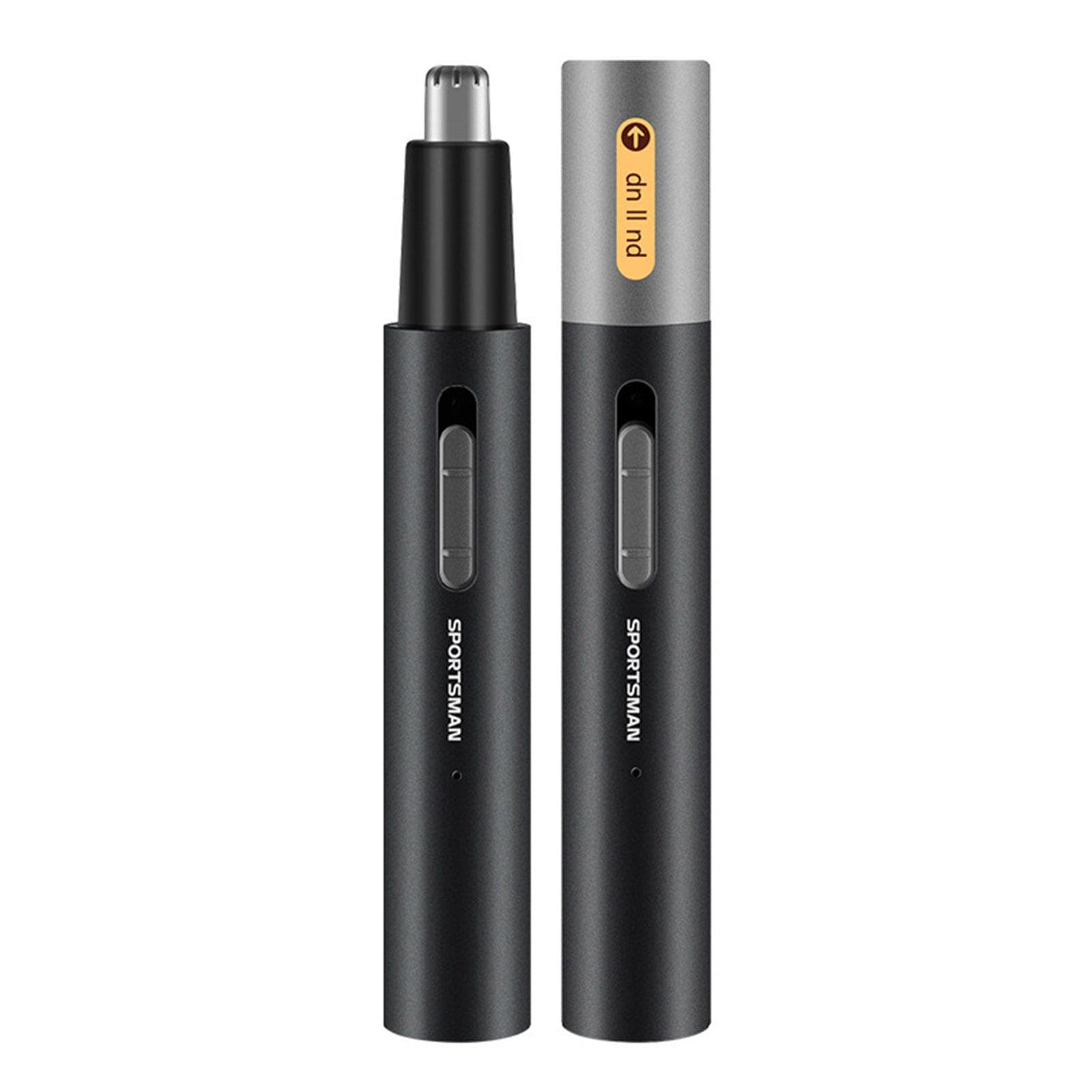 Electric Nose Hair Trimmer Aluminum Tube Body Arched Cutter Head USB Rechargeable with Eyebrow Eyebrow trimming 2 in 1 black