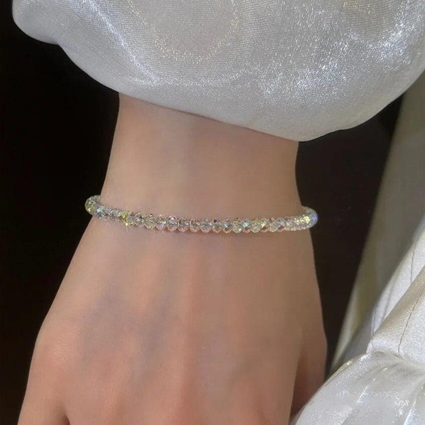Shiny Colorful Crystal Bracelet Elastic Stretchy Bangle Sweet Jewelry