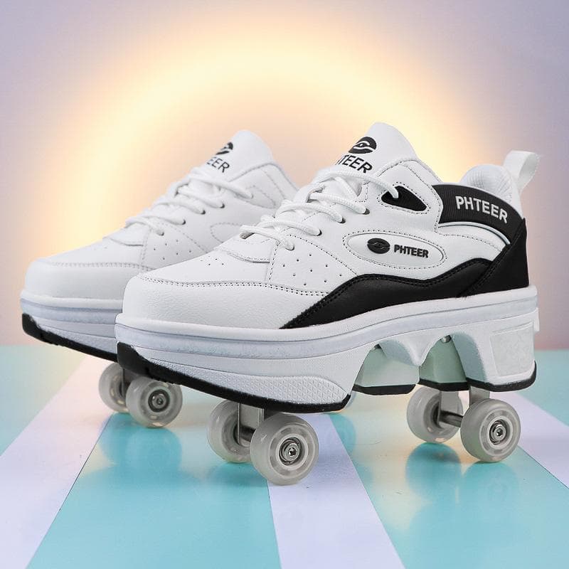 Teen Roller Skating New Deformation Shoes Four-wheel Dual-purpose Roller Skates Double-wheel Row Runaway Shoes Roller Skates Can Go 39