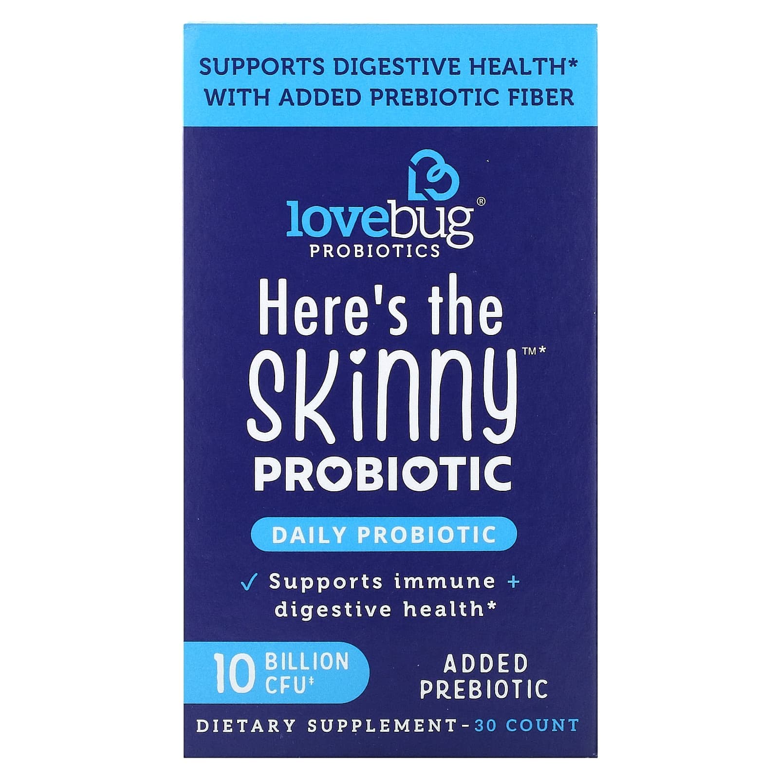 LoveBug Probiotics, Here's The Skinny Probiotic, 10 billion CFU, 30 tablets
