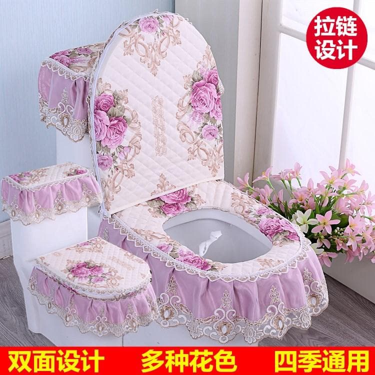 3pcs/Set Toilet Seat Cover Toilet Water Tank Cover closestool Dust Covers Toilet Seat Cushion Detachable Toilets Cover Cloth