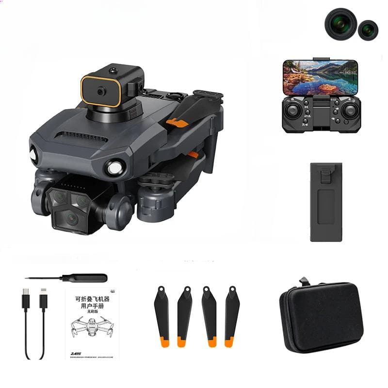 New P8 Pro Brushless Drone Obstacle Avoidance ESC Dual HD Camera WIFI FPV Foldable Quadcopter Gift Toy for Kids 1B black